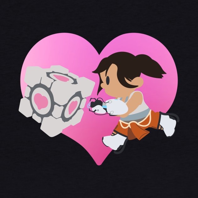 Chell Crossing - Companion Cube by JPenfieldDesigns